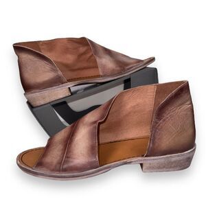 Free People Mont Blanc Leather Sandals Distressed Taupe Women's 10 / EU 40